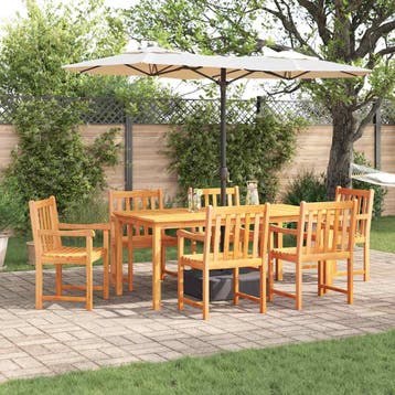 vidaXL Tuin eettafelset 7 st Bruin Massief Acaciahout, Verzenden, Nieuw, 7 zitplaatsen