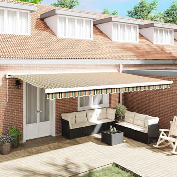 vidaXL Vervangingsdoek voor zonnescherm Groen en geel 5 x 3, Verzenden, Nieuw