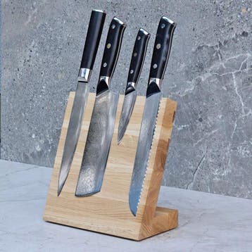 HOCHO Eiken Magnetisch Messenblok – 230x100x230 mm – Voo, Ophalen of Verzenden, Nieuw, Hout, Los bestek