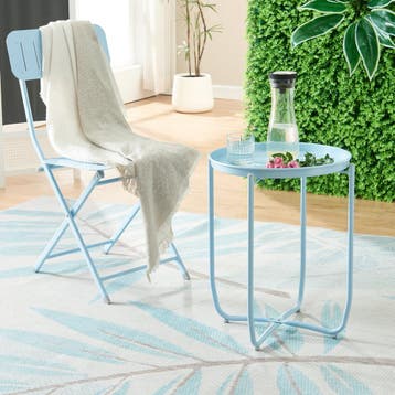 Tuintafel Sandefjord bijzettafel rond metaal 53xØ40 cm hemel, Verzenden, Nieuw
