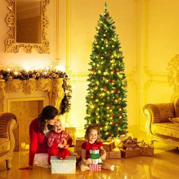 2dekans | 6.5 Feet Pre-lit Hinged Pencil Christmas Tree, Ophalen of Verzenden, Zo goed als nieuw