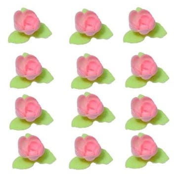 Ouwel rozen met 3 groene blaadjes Roze, 81 stuks, Hobby en Vrije tijd, Verzenden, Nieuw