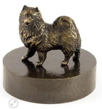 Honden urn met een prachtig beeldje van een Samojeed, Nieuw