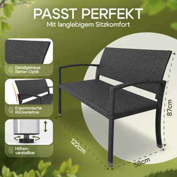 Polyrotan Tuinbank Zwart 122x58x87cm (Tuinbanken-Tuinsets), Verzenden, Nieuw
