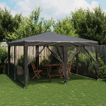 vidaXL Partytent met 8 mesh zijwanden 4x4 m HDPE, Tuin en Terras, Verzenden, Nieuw, Partytent