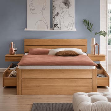 Forestales Aurelian Massief Eiken Houten Bed met Lades 45CM, Nieuw