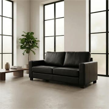 Leren bank Energy - 2,5 zits - Toledo Nero (zwart) - Poten, Huis en Inrichting, 150 tot 200 cm, Nieuw, Ophalen of Verzenden, Modern
