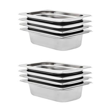 vidaXL Gastronormbakken 8 st GN 1/4 65 mm roestvrij staal, Verzenden, Nieuw