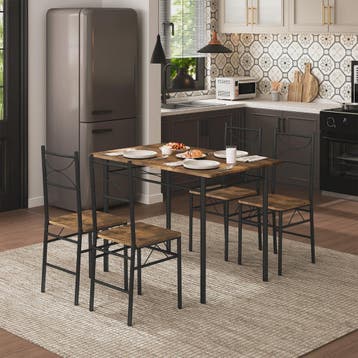 Eetkamer Set: Tafel met 4 Stoelen - Metaal Frame - Compact &, Verzenden, Nieuw