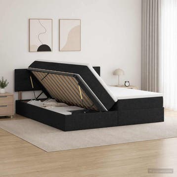 vidaXL Opslag bed met hoofdeinde 2 st Zwart Nep Leer, Verzenden, Nieuw, Zwart