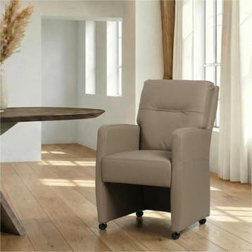 Leren eetkamerstoel Sharp - Toledo Mocca (taupe/bruin) -, Huis en Inrichting, Stoelen, Ophalen of Verzenden, Nieuw, Leer, Eigentijds, Modern