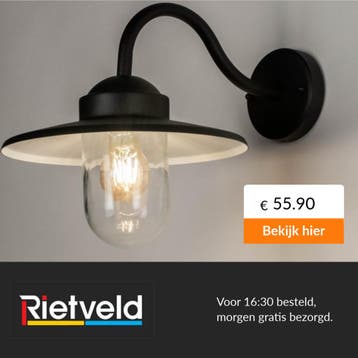Rietveld-Wandlampen-Zwart-Glas, Metaal, Aluminium, Huis en Inrichting, Verzenden, Nieuw