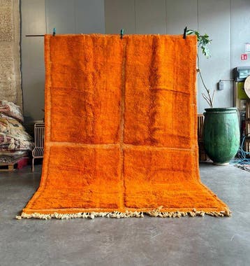 Marokkaans Berber oranje tapijt – wol – handgemaakt –, Huis en Inrichting, Nieuw