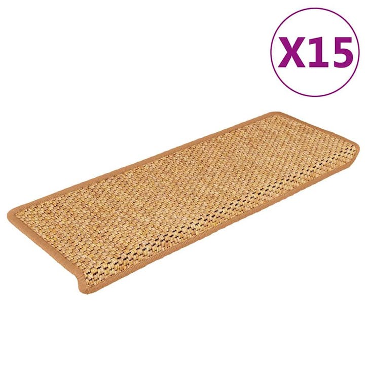 vidaXL Trapmatten zelfklevend 15 st sisal-look 65x21x4 cm, Doe-het-zelf en Verbouw, Ladders en Trappen, Nieuw, Verzenden