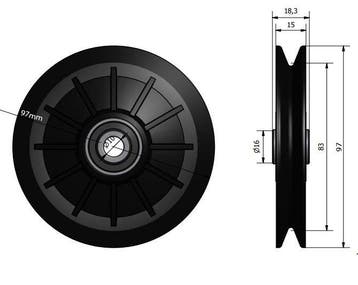 Kunststof schijf met  bus 97mm, Verzenden, Nieuw
