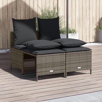 vidaXL 4-delige Loungeset met kussens poly rattan grijs, Verzenden, Nieuw, Loungeset