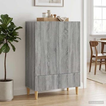 vidaXL Dressoir met lade Grijs sonoma 66 x 34,5 x 95 cm, Verzenden, Nieuw, Overige houtsoorten, Minder dan 50 cm