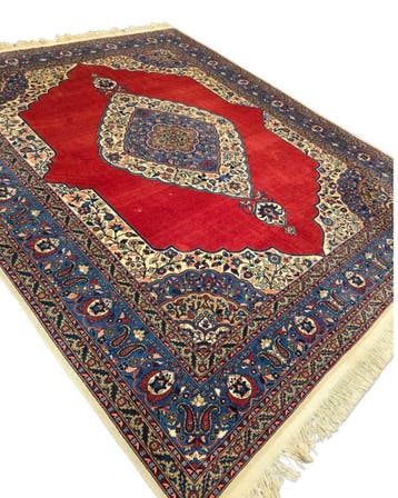 Perzisch tapijt Hereke 270x220 wollen vloerkleed Turkije, Huis en Inrichting, 200 cm of meer, Blauw, Ophalen of Verzenden, Zo goed als nieuw