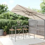 vidaXL Bartafel met glazen blad 180x70x110 cm poly rattan, Tuin en Terras, Tuintafels, Verzenden, Nieuw