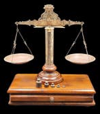 Apothekersweegschaal - Messing, Hout - Decoratieve gravures, Antiek en Kunst