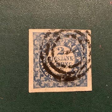 Denemarken 1851 - Wapenschild 2 Skilling type II in luxe, Gestempeld