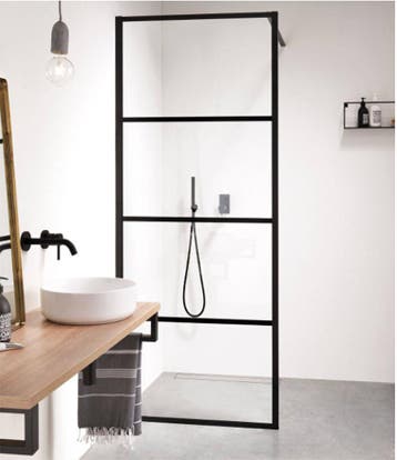 Sani Royal Inloopdouche Glas Mat Zwart Raster, Nieuw