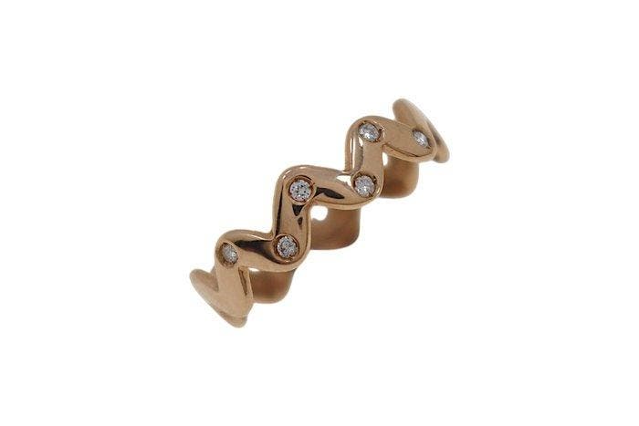 Ring - 9 kt. Roségoud - 0.12ct. tw. Diamant (Natuurlijk), Sieraden, Tassen en Uiterlijk, Ringen