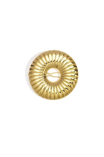 Broche haarspeld cirkel met streepjespatroon (Broches), Verzenden, Nieuw, Zilver, Overige materialen