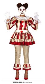 Killer Clown Kostuum Dames Goud/Rood, Ophalen of Verzenden, Nieuw