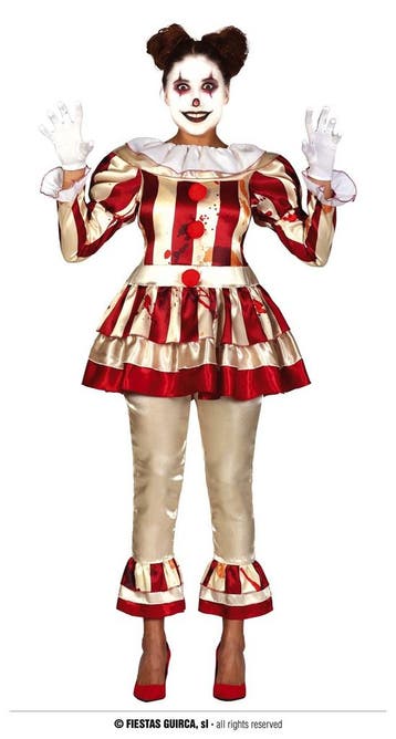 Killer Clown Kostuum Dames Goud/Rood, Ophalen of Verzenden, Nieuw