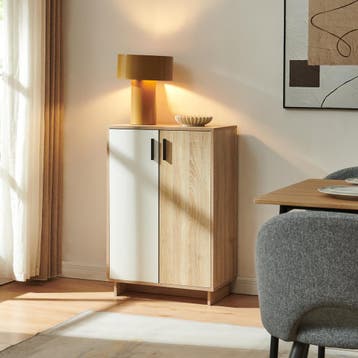 Opbergkast Kenta 60x35x90 cm sonoma eiken en wit [en.casa], Verzenden, Nieuw