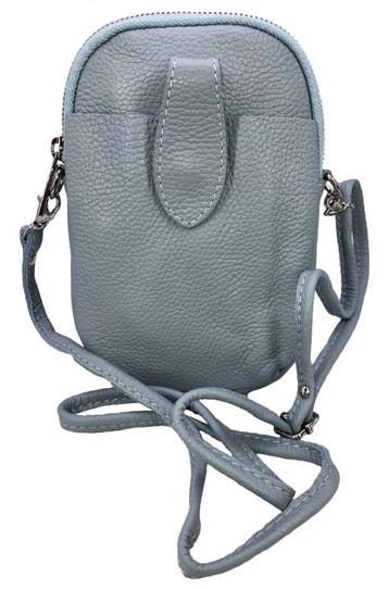 Leren telefoontasje Babyblauw met schouderband, Verzenden, Nieuw