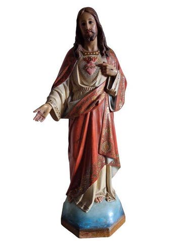 Escuela OLOT - sculptuur, Sagrado Corzón de Jesús con ojos
