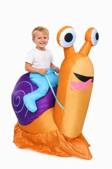KIMU® Opblaas Kostuum Kinderen Zittend Op Slak 122 128 134 1, Ophalen of Verzenden, Nieuw