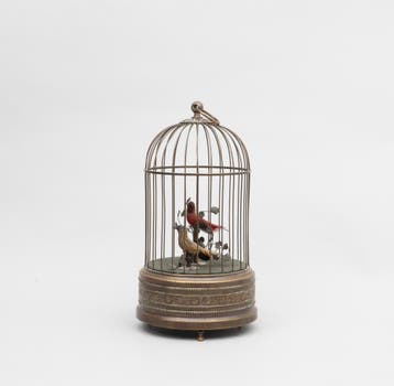 Een vogelkooi automaton met twee vogels, 1e helft 20e eeuw, Antiek en Kunst