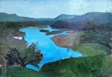 Alberto Vitali (1898-1974) - Paesaggio lacustre montano