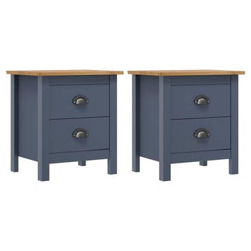 vidaXL Nachtkastjes 2 st Hill 46x35x49,5 cm grenenhout grijs, Verzenden, Nieuw, 45 tot 65 cm, Minder dan 55 cm