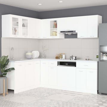 vidaXL 11-delige Keukenkastenset Lyon bewerkt hout wit, Huis en Inrichting, Keuken | Keukenelementen, Verzenden, Nieuw, Wit