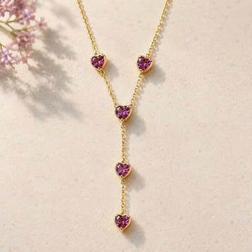 Zonder minimumprijs - Halsketting Zilver - Garnet -, Nieuw
