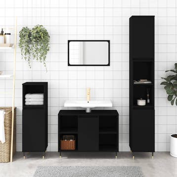 vidaXL Badkamerkast 80x33x60 cm bewerkt hout zwart, Verzenden, Nieuw