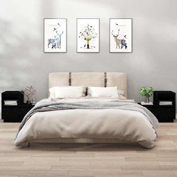 Nachtkastje Grenenhout Zwart | Tweedekansje - Laatste Set, Gebruikt, Ophalen of Verzenden, 45 tot 65 cm, Minder dan 55 cm
