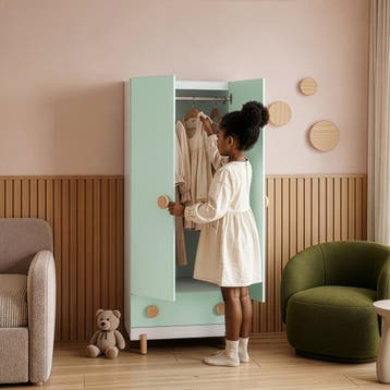 Kinderkledingkast Vaarentaa met lade 126x60x41 cm mintgroen, Verzenden, Nieuw