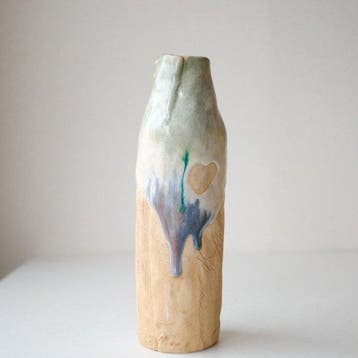 Ohi ware Kasugayama Kiln flowglazuur poedervaas -