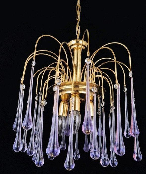 Kroonluchter - Messing, Glas, Antiek en Kunst, Kunst | Designobjecten