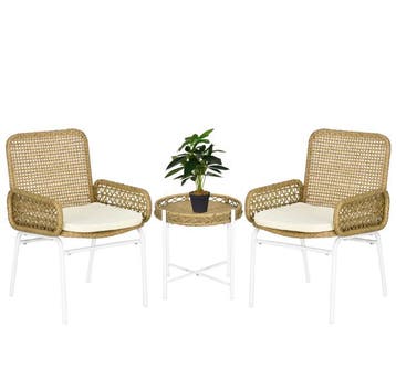 3-delige Outdoor Tuintafel en Stoelen Set - Rotan Design, 2 zitplaatsen, Nieuw, Stoel, Tuinset
