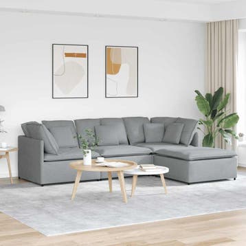 vidaXL Modulaire bank met voetenbank en kussens stof, Huis en Inrichting, Banken | Bankstellen, Verzenden, Nieuw, Stof