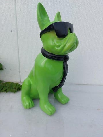 Beeld, French bulldog with tie and sunglasses - 40 cm -, Antiek en Kunst, Curiosa en Brocante