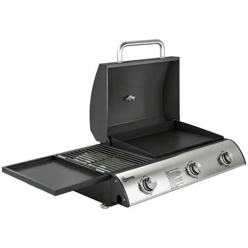 Gasgrill 7,5 KW Draagbare Tafelgrill Met 3 Branders Zijtafel, Verzenden
