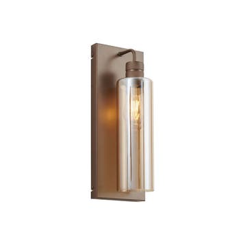 Hotel Chique wandlamp donker brons met amber glas - Stavelot, Verzenden, Nieuw