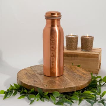 Puur koperen waterfles 7 chakra’s mat finish ± 750 ml/245 g, Ophalen of Verzenden, Nieuw